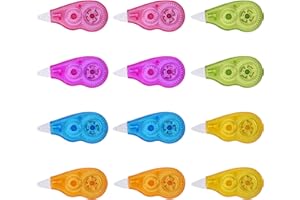 Xzeemo 12PCS Correction Tape, 4m x 5mm, 6 Colors, Roller, Correction Tape for School Office Kids Students