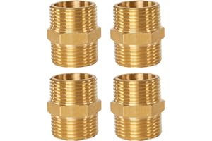 RUNXSAM 4 Pz Raccordo per Tubi, Connettori Dritti in Ottone, Maschio 3/4", Connettore Doppio Nipplo, Raccordo Filettato in Ottone, Filettatura Maschio BSP da 3/4", Raccordi a Vite per Tubi