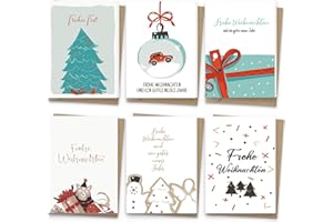 HYGGARTN Weihnachtskarten Set 36 - Premium Weihnachtskarten mit Umschlag Set – Kleine Weihnachtskarten Klappkarten A6 – Karten Weihnachten Grußkarten mit hellen und lustigen Designs, Postkarten für Weihnachten