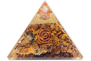 LAMARE - Pirámide de Orgonita con Ojo de Tigre - Equilibrio Energético y Protección – Energías Positivas – Buena Suerte y Riqueza – Aleja las Malas Energías – 3” (76 mm aprox.)