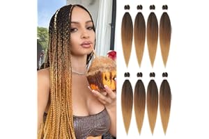 Beyond Beauty EZ Braid Pre Stretched Braiding Hair, 3Packs-26inch EZ Braid Professional Hair Yaki Texture Synthetic Hair Extensions (8Packs-26Inch, T1B-30-27)