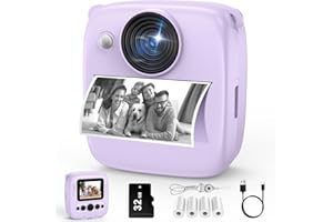 USX MOUNT Kinderkamera Sofortbildkamera, Kinder Kamera mit 32GB Karte & 4 Bände Druckpapier, 48MP Sofortbildkamera Kinder mit 1080P Digitalkamera für Kinder, Geschenke für Mädchen und Jungen von 3 bis 12 Jahre