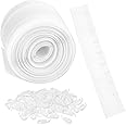 AHANDMAKER Curtain Pleat Tape, Drapery Header Tape with 100 Pcs Hooks, Curtain Heading Tape, Wave Curtain Tape, for Curtain DIY and Pleating (10 Meters/10.9 Yards)