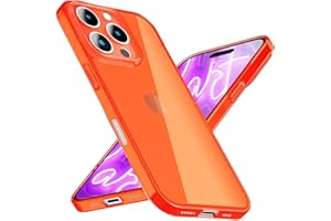 NALIA Neon Silikonhülle für iPhone 16 Pro - Knallige Signal-Farbe & Linsenschutz - Vibe (Transparentes Case) - Marke aus Berlin, Farbe:Orange