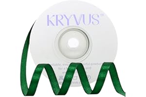 Kryvus Green Satin Ribbon, 6mm x 22M Single Face Green Ribbon, Solid Color Satin Ribbon Perfect for Gift Wrapping, Crafts, Bow Making, Sewing and Wedding Decorations