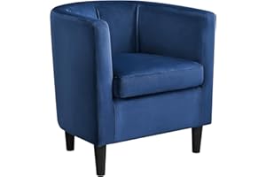 Yaheetech Velvet Tub Chair, Modern Upholstered Armchair, Accent Club Sofa Chair for Living Room Bedroom Lounge Reception, Blue