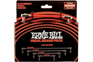 Ernie Ball Lot de câbles de raccordement plats Ribbon, pour pédalier, rouge