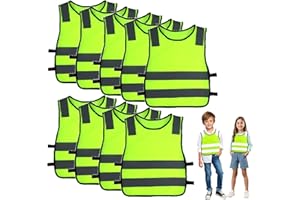 EASYKEENECOM 9 piezas Chaleco reflectante para niños, chaleco de seguridad para niños, chalecos reflectantes para niños, chaleco reflectante para el tráfico por carretera, protección para niños y