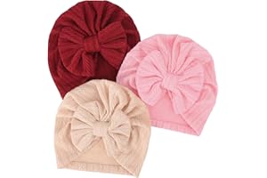 DRESHOW 3 Pezzi Cappello Turbante Bambina Cappellini Berretti e Cappellin per Infantile Bambino Neonato Ragazza