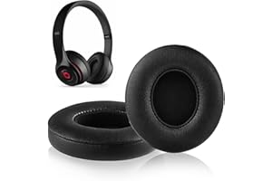 Zuroki Cuscinetti Cuffie Compatibile con Beats by Dr. Dre Solo 2 Solo 3 Wired or Wireless,Padiglioni Cuffia con morbida pelle proteina,memory foam - 1 Paio Nero