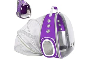 ZHUIYIWIN Expandable Cat Carrier Backpack, Pet Carrier Backpack Front/Back Pack, Portable Breathable Rucksack, Pet Carrier for Travel Hiking Walking Camping (Purple, Back Expand)