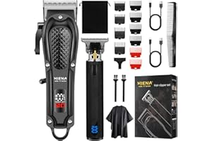 HIENA PRO Kit Barbiere Professionale, Taglia Capelli Set Per Uomo, Cordless Macchinetta Per Capelli, Taglia Barba e Capelli Uomo, Set Macchinetta Barba Uomo Con Display LED