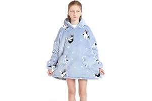 Shamdon Home Collection Kinder Übergroße Hoodie Decke, Kapuzenpullover Sweatshirt mit Ärmel und Tasche,Flanell Kuschelpullover für Mädchen Jungen Teenager
