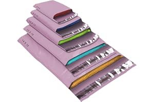 YUNJU 50 Mixed Size Pink Mailing Bags, Self Seal Strong Waterproof Poly Plastic Envelopes for Parcels, Packaging, Small, Medium, Large Mail, Shipping Courier Delivery Bags 5 Sizes, Baby Pink