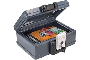 Brihard zertifizierte Dokumentenkassette 2013, A5 - wasserdichte & feuerfeste Dokumentenbox mit Schlüssel, für Wertgegenstände & Dokumente, tragbarer Safe mit Griff – H 15,4 x B 35,4 x T 28,2 cm