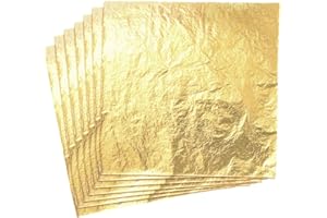 Silithus 100 Sheets Imitation Gold Leaf for Art, Crafts Decoration,Decoration DIY, Gilding Crafting, Frames, 5.5 by 5.5 Inches