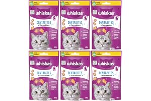 WHISKAS Mugg Dentabites kattsnacks med kyckling 6 x 40 g - tandvårdssnacks för katter med kyckling