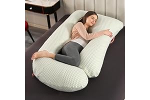 GKXLH Miękka poduszka ciążowa do spania na plecy, brzuch, biodra i nogi, poduszka w kształcie litery J, zdejmowana poszewka (zielona)