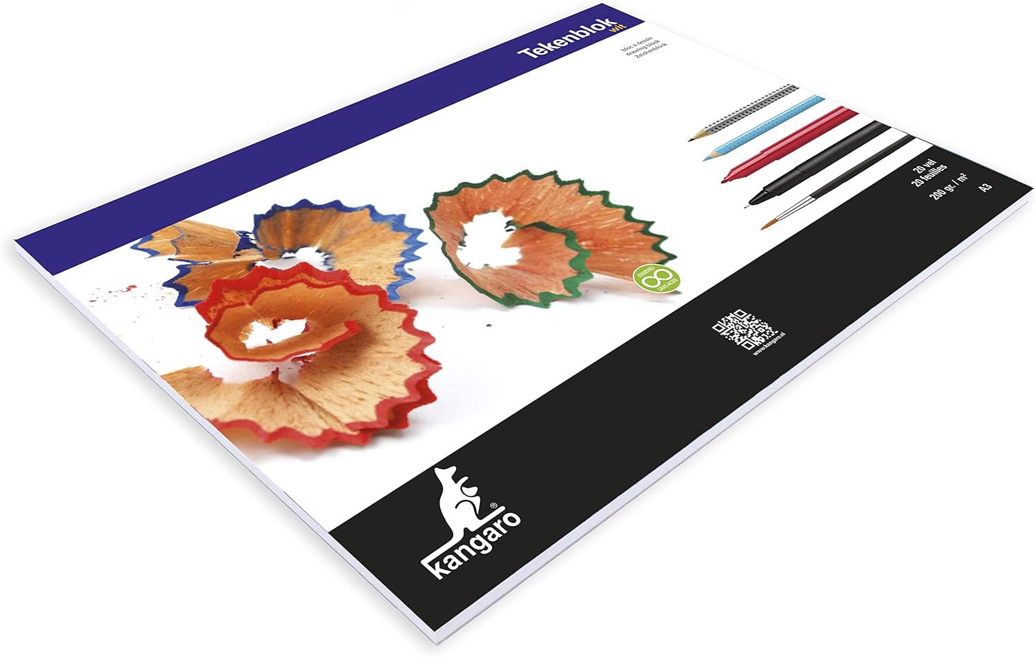 Bloc à dessin Kangaro A3 200 g 20 feuilles blanches