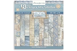 Stamperia - Scrapbook Paper Pad for Scrapbooking, Albums, Cards, Bullet Journals, and More, Acid Free, Double-Sided, Perfect for Crafts and Gifting (Silent Sea Maxi Background) (30.5 x 30.5cm)