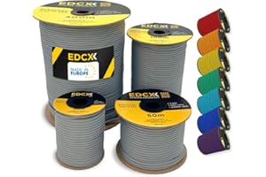 EdcX Paracorde en Nylon 4 mm 550 30, 50, 100, 300m (100-1000 Pieds) - Type III, Corde 100% Nylon, Corde à 7 brins, Corde en Nylon 4 mm dans des Couleurs Unies
