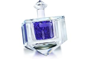 HDCRYSTALGIFTS Handmade Hanukkah Dreidel Figurine Ornament with Blue Crushed Diamonds Crystal Art Collectible Jewish Dreidel Paperweight Decorative,Blue