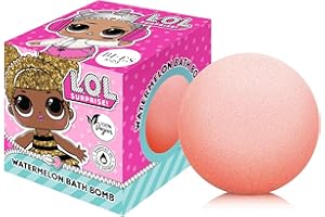 URODA LOL Surprise Fizzing Bath Bomb for Kids - Refreshing Watermelon Scent, Vegan & Natural with Essential Oils (165g) - Gentle, Safe, and Fun Bath Time Treat for Children Aged 3+