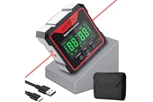 JUSTOOL 4 * 90° Inclinomètre Rapporteur LCD Numérique Inclinomètre Jauge D’angle Laser Niveau à Bulle IP54 Boîte de Niveau étanche Boîte de Nivellement Magnétique à 4 Côtés Boîte Biseautée