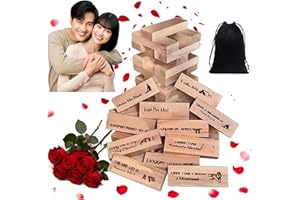 DMJOULI Lust Tower - 48Pcs Super Naughty Block Tower Game,Fun Adult Party Game for Date Nights, Valentines Day Romantic Activity with Storage Bag
