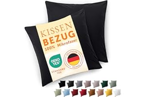 Blumtal Fundas de Almohada 40x40 cm (Juego de 2) - Fundas de cojín de Microfibra para sofá con Cremallera, Extra Suaves y Lavables, Certificado Oeko-Tex - Negro