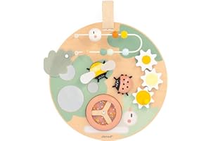 Janod - Panneau d'Activités Sweet Cocoon - 7 Activités Premier Age - Jouet d'Éveil - Développement Motricité Fine - Jouet en Bois FSC - Peinture à l'eau - Dès 12 Mois,J04057