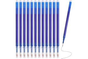 SELURK 12 Pack Erasable Pen Refills Compatible with Pilot Frixion Pens, Blue Ink, 0.5mm Stainless Steel Tip for Smooth, Smudge-Proof Writing – Durable, Gel Ink Refills for Note-Taking & Editing