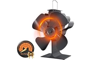 WOPIGH Kaminventilator, Ofenventilator ohne strom, Leiser Kamin Ventilator kaminlüfter mit 4 Blättern für Kaminöfen Holzöfen Öfen,Wärmeverteiler Lüfter für Holz/Brennholz/Feuerstelle/Ofenrohr (4blade)