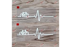 3S MOTORLINE 2 calcomanías blancas de 6 pulgadas para ciclismo y bicicleta, con diseño de corazón y electrocardiograma, de vinilo para coche, carreras