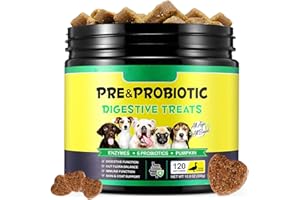 HUALIJIA Probiotics for Dogs, Dog Probiotics Supplements (120 Chews) - Supports Gut & Digestive Health, Immune Function and Gut Flora Blance, Duck Flavor, For All Dogs