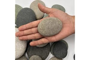 YUAAOH Pierres à Peindre 12 Pièces Galets Plats à Peindre 5-8 cm Galets Pierre Naturelle Cailloux pour Peindre l'art et L'artisanat, Décoration de Aquarium Jardin