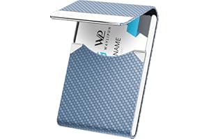 Waylipun - Portatarjetas de Visita, Estuche de Metal de Cuero PU, Mantiene Las Tarjetas de Visita Intactas, Delgado y Portátil, Cabe en el Bolsillo, Adecuado para Negocios, Viajes, Uso Diario (Azul)