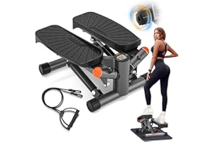 ACFITI Steppers for Exercise at Home, Mini Stair Stepper with Resistance Bands,Adjustable Height Twist Stepper with 350lbs Loading Capacity, Exercise Equipment for Full Body Workout (Included Mat)