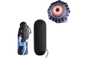 JIGUOOR parapluie de voyage pliant, 8 côtes Mini parapluie petit parapluie UV Mini parapluie compact coupe - vent puissant parapluie de poche portable avec boîte à capsules pour hommes et femmes