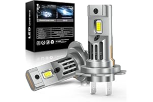 JOSHF Lampadine Led H7,CSP 100W 22000LM 600% Luminoso Lampadina del Faro Auto e Moto Con Ventilador Silencioso 6500K Bianco,Sostituzione Alogene, 1:1 Mini Led H7, DC12V(2Lampadine)