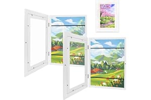 RoserRose 2 Stück Bilderrahmen Kinderzeichnungen,Kunstfotorahmen für Kinder,Rahmen für Kinderzeichnungen,A4 aufklappbar kunstfoto rahmen für kinderzeichnungen,befüllbar bilderrahmen zum öffnen(White)