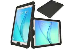 TECHGEAR Coque Bumper pour Samsung Galaxy Tab A 9.7 (Séries SM-T550 & SM-P550) Coque de Protection Caoutchouc Résistante aux Chocs avec Bords et Coins Renforcés + Film de Protection [Noir]