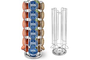 SKY-TOUCH Coffee Capsule Holder, Pod Stand for Nescafe Compatible with Dolce Gusto Capsules 24pcs, Rotating Pod Holder, Silver