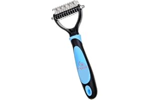 ANIGOOD PET Grooming Rake Comb Brush For Dogs Cats With Long Thick Hair | Professional Deshedding Dematting Pet Supplies (Blue)