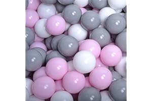 MEOWBABY 100 ∅ 7Cm Palline Colorate per Bambini per Piscina di Palline Parco Giochi per la Cameretta dei Bambino Baby Fabbricato in EU Bianco/Grigio/Rosa Pastello