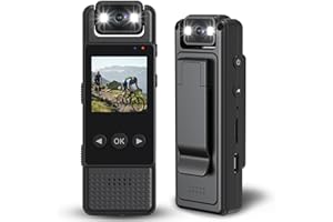 KALESER Mini Body Camera, 1080P Body Mounted Video Camera Audio Recorder 180° Rotatable Lens, 6 Hours Battery Motion Detection Wearable Camera for Indoor Outdoor Sports Cycling Law Enforcement Security