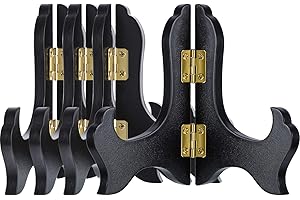 Tatuo 4 Pezzi Display Stand in Legno Cavalletto Supporto Piastra (Nero, 4 Pollici)