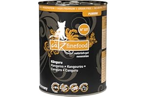 catz finefood Purrrr kangur monoproteina karma dla kotów mokra nr 107, dla kotów wrażliwych na odżywianie, 70% zawartości mięsa, puszka 6 x 400 g