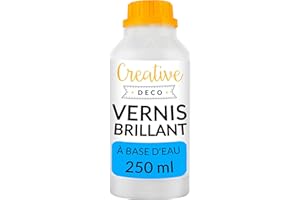 Creative Deco Vernis Peinture Acrylique Brillant | 250 ML Bouteille | Laque Transparent et Incolore | Finition et Protection de Surface | À Base d'eau | Anti-Tache | Utilisation Intérieure Extérieure