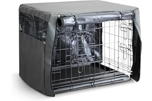FurDreams 36in Dog Cage Crate Cover – Pet Windproof Cage Cover with 2 Doors (Front & Side) with Breathable Air Mesh – Heavy Duty Box Perfect for Puppy Training (L)